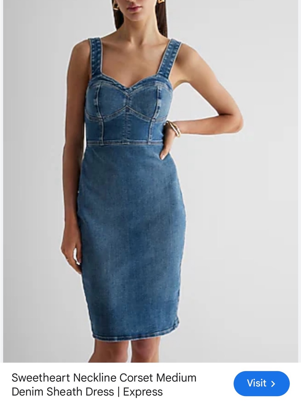 Express Denim Sweetheart Neckline Sheath Dress